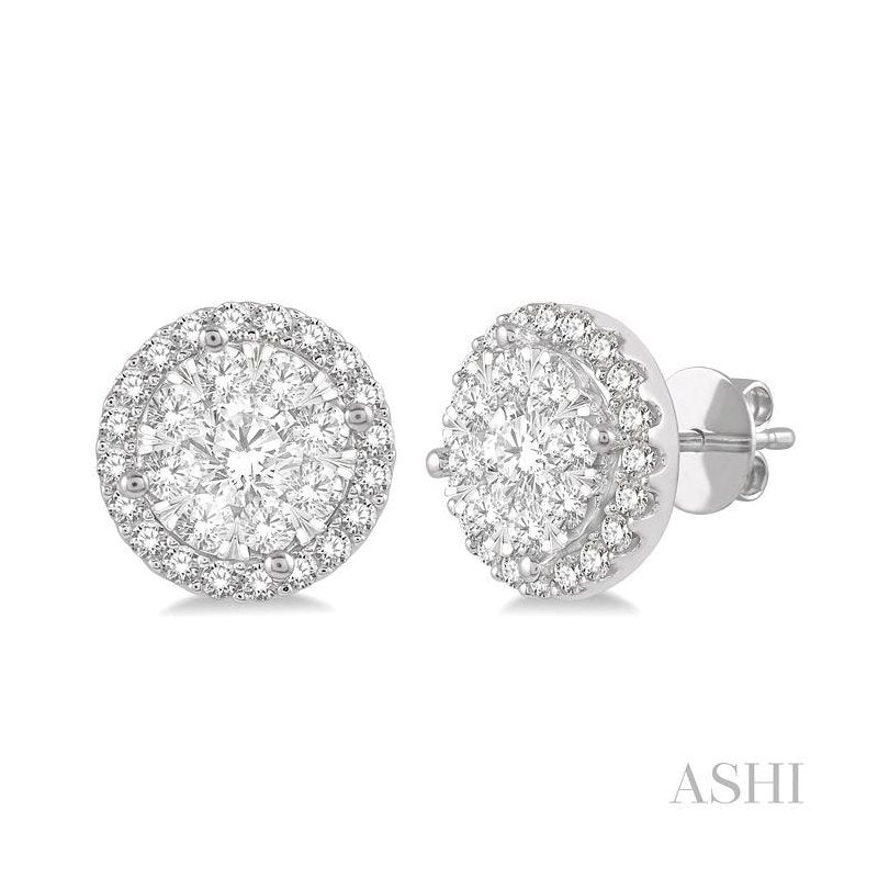 ASHI Round Shape Halo Lovebright Essential Diamond Earrings 915A1PPFVERWG