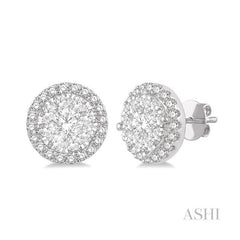 ASHI Round Shape Halo Lovebright Essential Diamond Earrings 915A1PPFVERWG