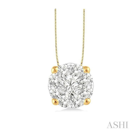 ASHI Round Shape Lovebright Essential Diamond Solitaire Pendant 91753PPFVPDYW