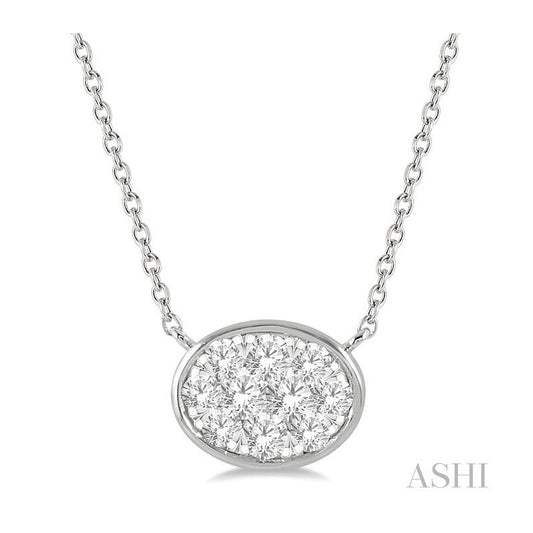 ASHI Oval Shape East-West Lovebright Essential Diamond Pendant 9978UPPFHNKWG
