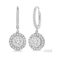 ASHI Round Shape Halo Lovebright Essential Diamond Earrings 96294PPFVERWG