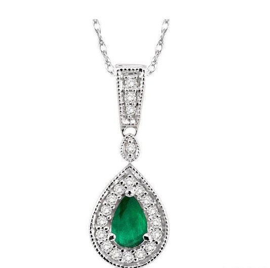 Parkplace Jewelers Pear Shape Gemstone & Halo Diamond Pendant 58327PPFNPDEMWG