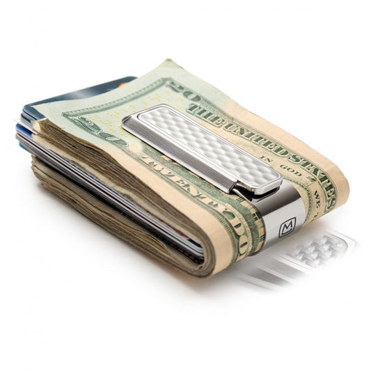 MClip Brushed Stainless White Golf Ball Money Clip GO-BSS-WHGB