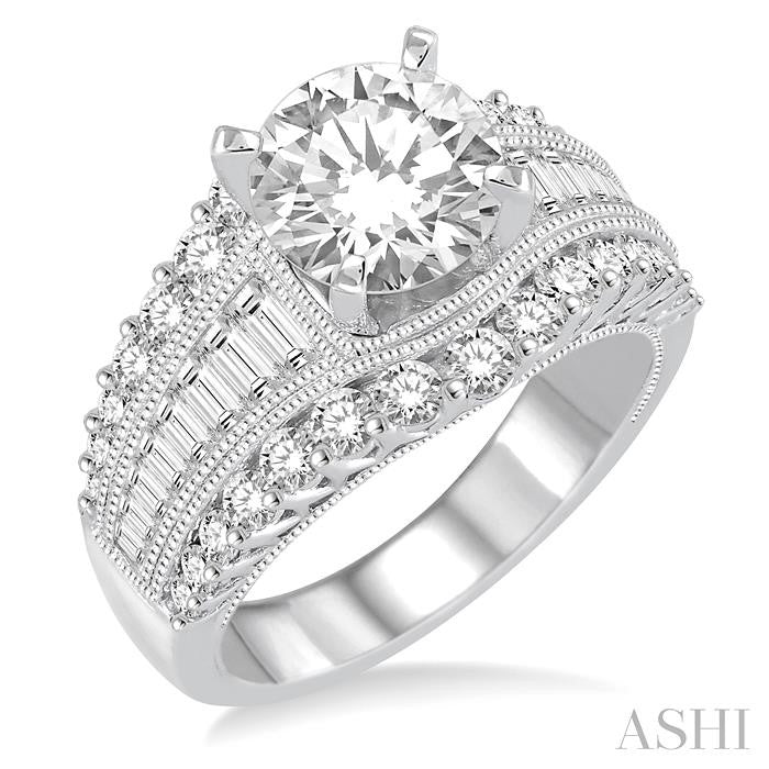 ASHI Round Shape Semi-Mount Diamond Engagement Ring 200A0PPFHWG-SMRD1.45