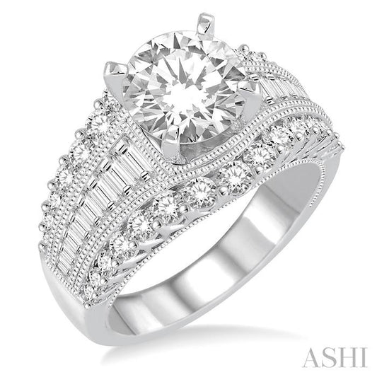 ASHI Round Shape Semi-Mount Diamond Engagement Ring 200A0PPFHWG-SMRD1.45