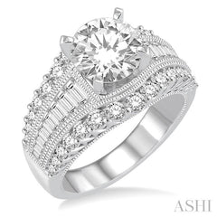 ASHI Round Shape Semi-Mount Diamond Engagement Ring 200A0PPFHWG-SMRD1.45