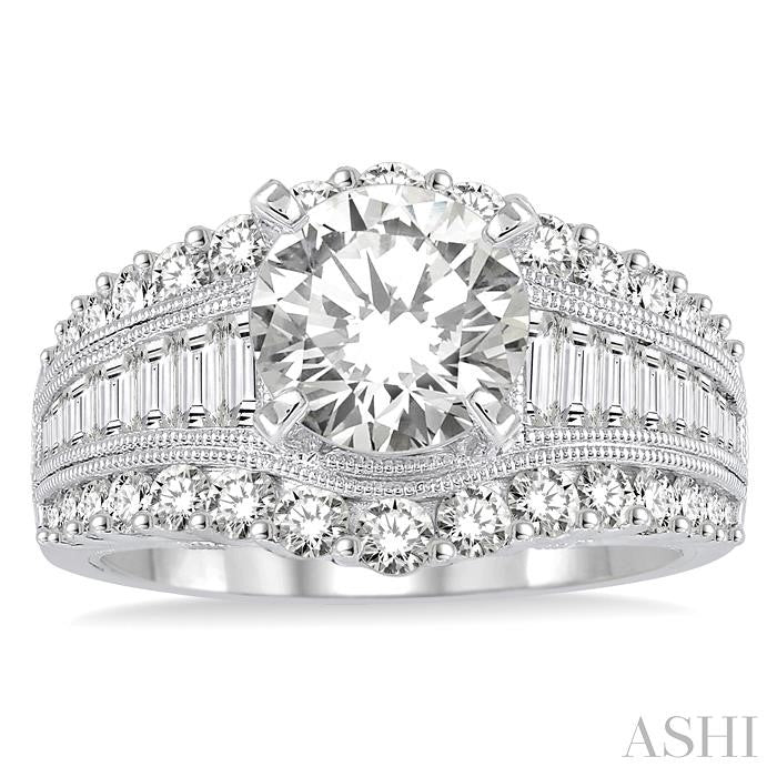 ASHI Round Shape Semi-Mount Diamond Engagement Ring 200A0PPFHWG-SMRD1.45
