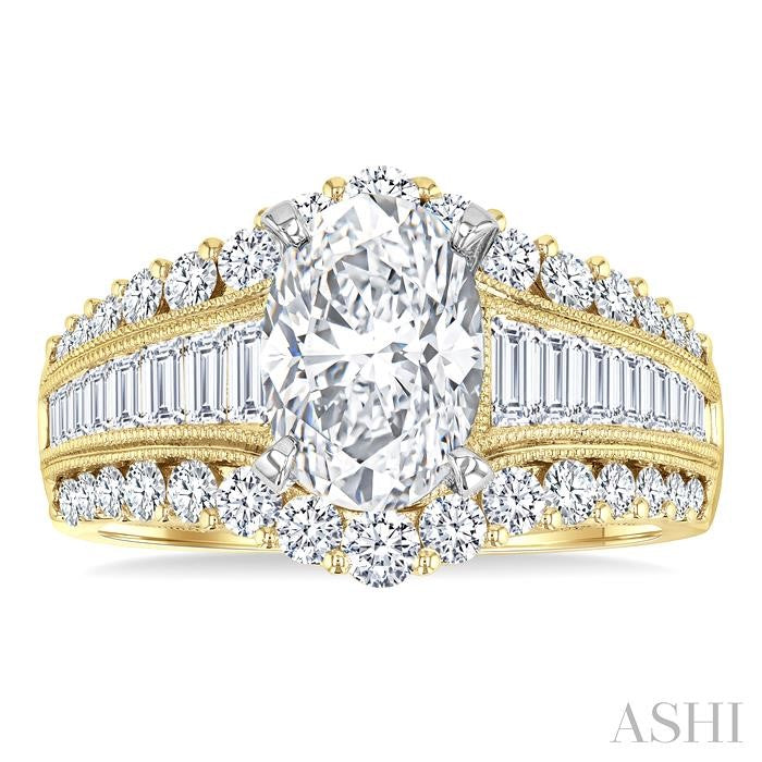 ASHI Oval Shape Semi-Mount Diamond Engagement Ring 200A0PPFHYW-SMOV1.45
