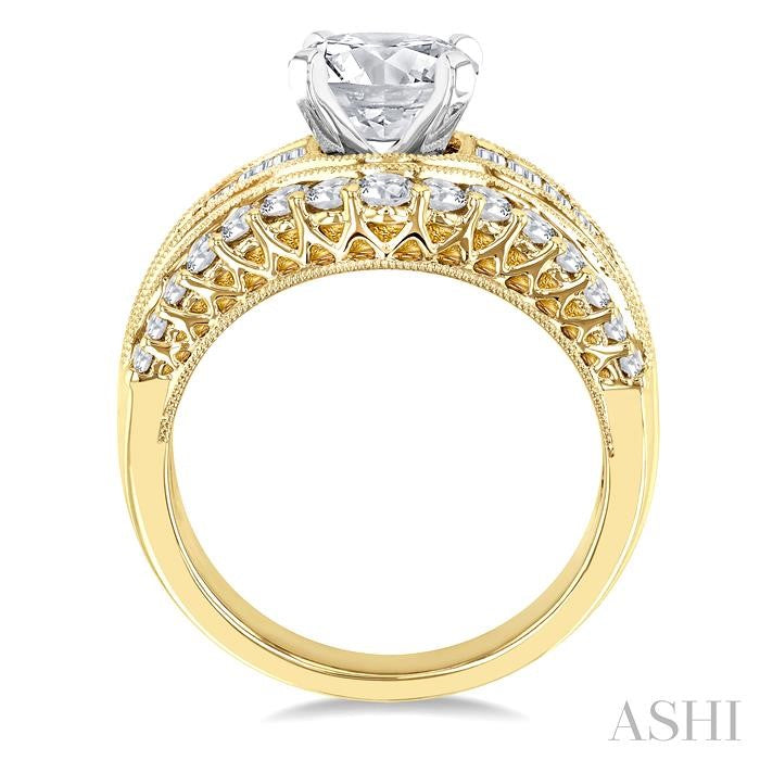 ASHI Oval Shape Semi-Mount Diamond Engagement Ring 200A0PPFHYW-SMOV1.45