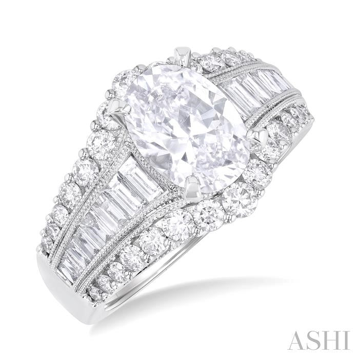 ASHI Oval Shape Semi-Mount Diamond Engagement Ring 200A0PPFVWG-SMOV1.45