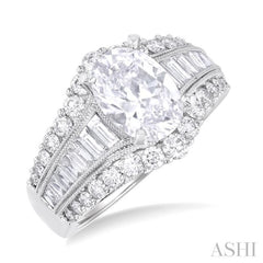 ASHI Oval Shape Semi-Mount Diamond Engagement Ring 200A0PPFVWG-SMOV1.45