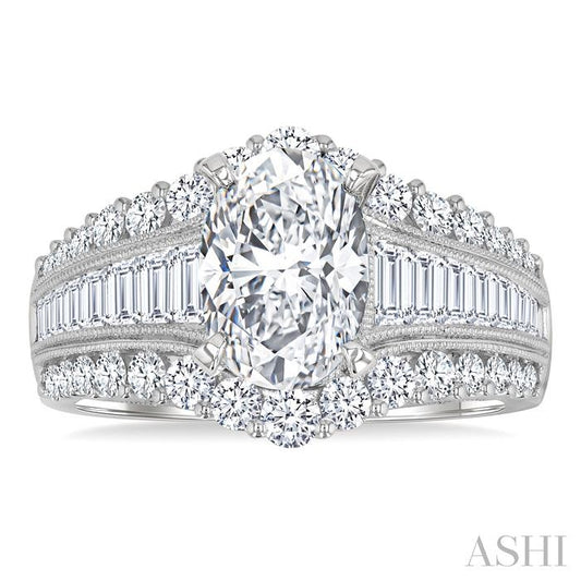 ASHI Oval Shape Semi-Mount Diamond Engagement Ring 200A0PPFVWG-SMOV1.45