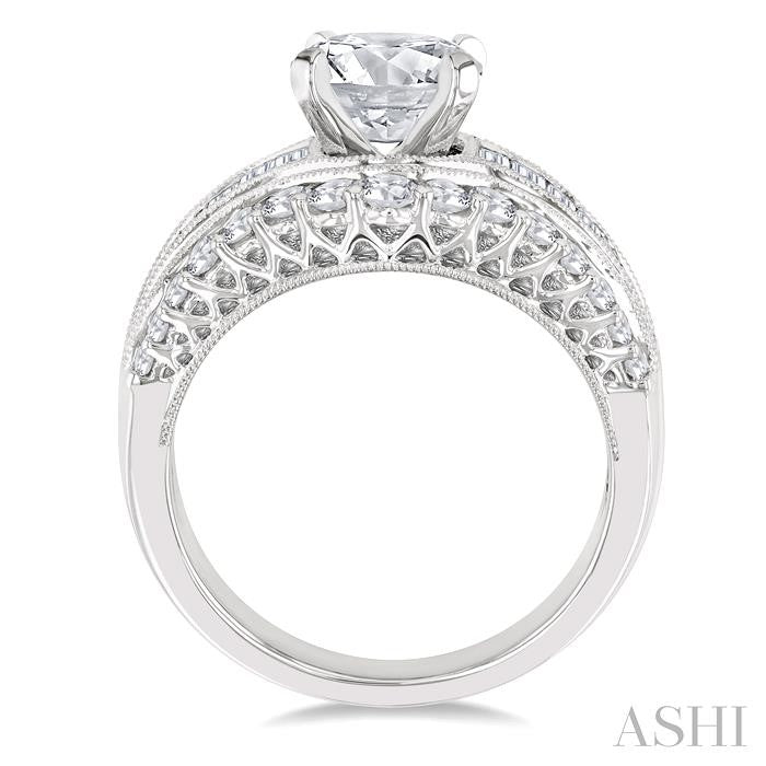 ASHI Oval Shape Semi-Mount Diamond Engagement Ring 200A0PPFVWG-SMOV1.45