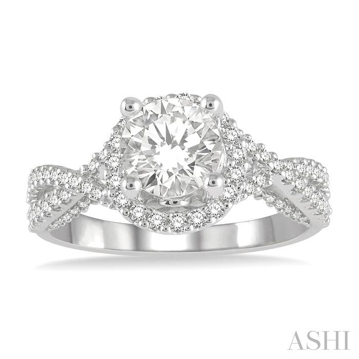 ASHI Round Shape Semi-Mount Halo Diamond Engagement Ring 200L3PPFHWG-SM