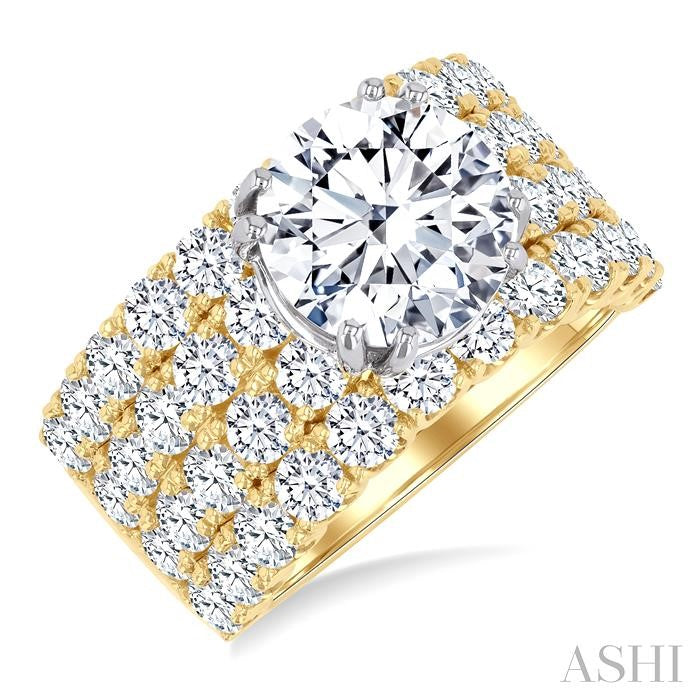 ASHI Round Shape Semi-Mount Diamond Engagement Ring 201M0PPFHYW-SM-3.50