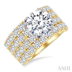 ASHI Round Shape Semi-Mount Diamond Engagement Ring 201M0PPFHYW-SM-3.50