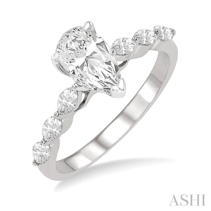 ASHI Pear Shape Semi-Mount Diamond Engagement Ring 202K4PPFVWG-SM-PR
