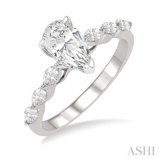 ASHI Pear Shape Semi-Mount Diamond Engagement Ring 202K4PPFVWG-SM-PR