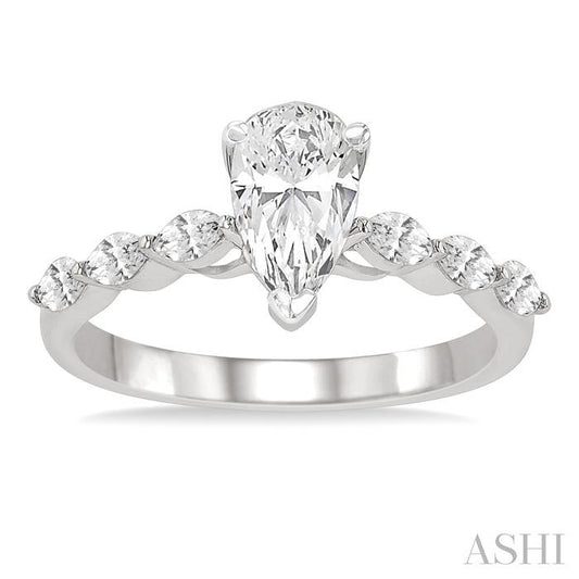 ASHI Pear Shape Semi-Mount Diamond Engagement Ring 202K4PPFVWG-SM-PR
