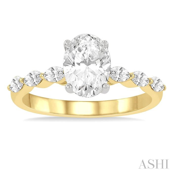 ASHI Oval Shape Semi-Mount Diamond Engagement Ring 202K4PPFVYW-SM-OV