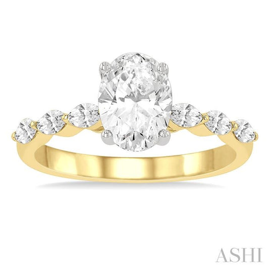 ASHI Oval Shape Semi-Mount Diamond Engagement Ring 202K4PPFVYW-SM-OV