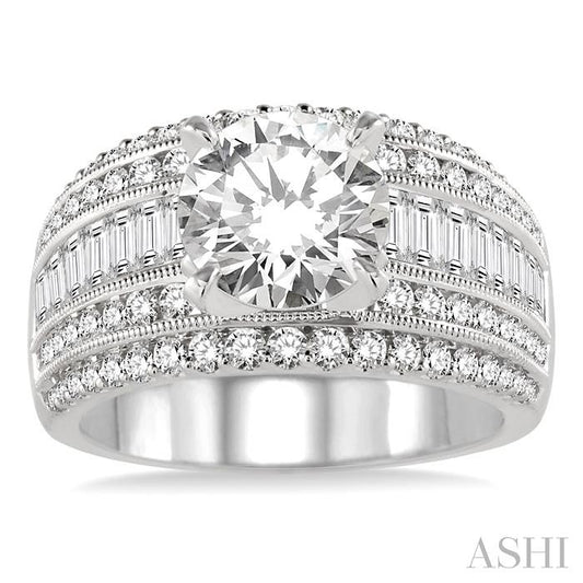ASHI Round Shape Semi-Mount Diamond Engagement Ring 20300PPFRWG-SM-1.35