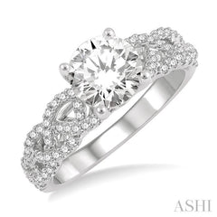 ASHI Round Shape Semi-Mount Diamond Engagement Ring 203J5PPFVWG-SM