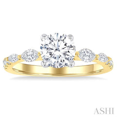 ASHI Round Shape Semi-Mount Diamond Engagement Ring 203M4PPFGYW-SM