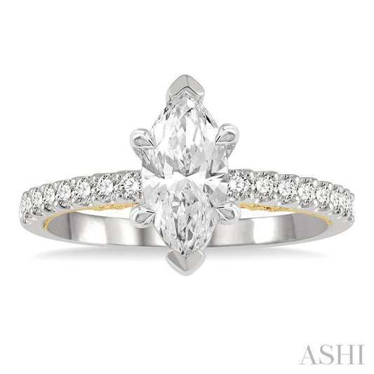ASHI Marquise Shape Semi-Mount Diamond Engagement Ring 204J6PPFGWY-SM-MQ
