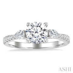 ASHI Round Shape Semi-Mount Diamond Engagement Ring 204M4PPFGWG-SM