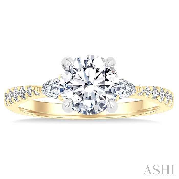 ASHI Round Shape Semi-Mount Diamond Engagement Ring 204M4PPFGYW-SM