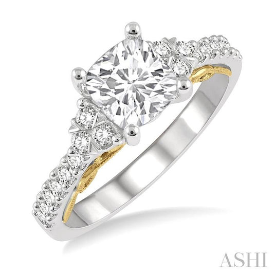 ASHI Cushion Shape Semi-Mount Diamond Engagement Ring 205J5PPFHWY-SM-CU