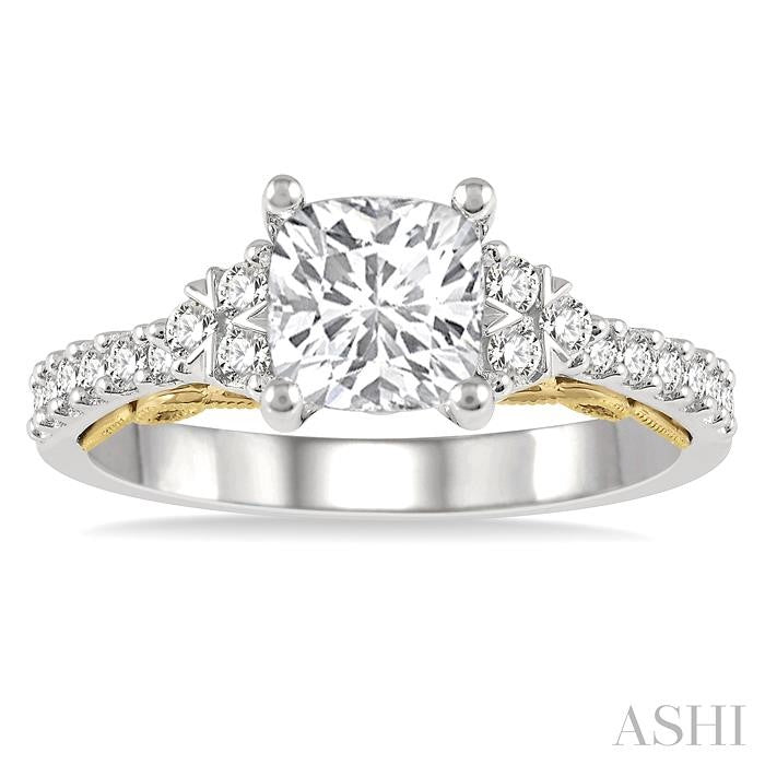 ASHI Cushion Shape Semi-Mount Diamond Engagement Ring 205J5PPFHWY-SM-CU