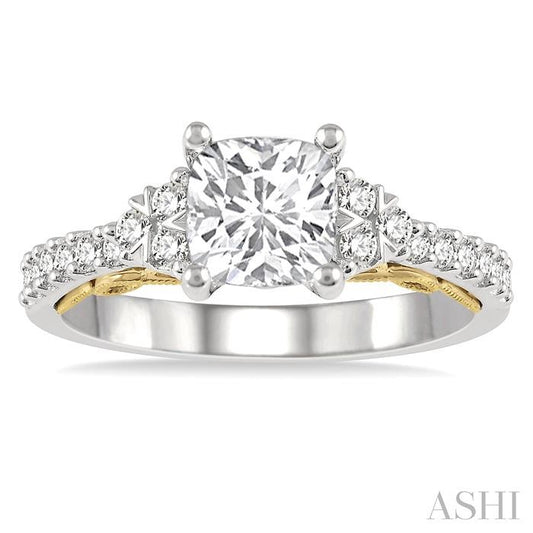 ASHI Cushion Shape Semi-Mount Diamond Engagement Ring 205J5PPFHWY-SM-CU