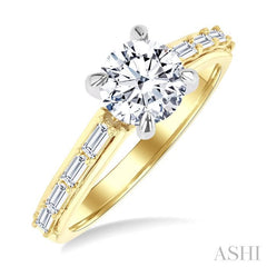 ASHI Round Shape Semi-Mount Diamond Engagement Ring 205M6PPFGYW-SM