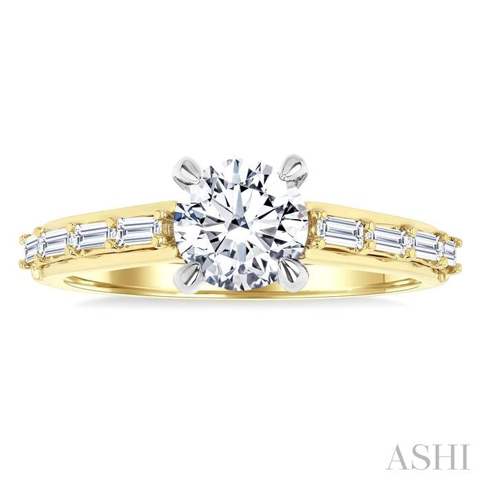 ASHI Round Shape Semi-Mount Diamond Engagement Ring 205M6PPFGYW-SM