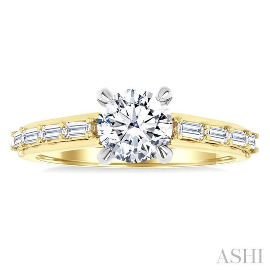 ASHI Round Shape Semi-Mount Diamond Engagement Ring 205M6PPFGYW-SM