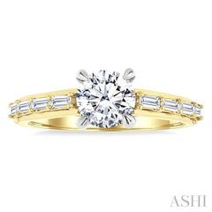 ASHI Round Shape Semi-Mount Diamond Engagement Ring 205M6PPFGYW-SM