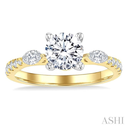 ASHI Round Shape Semi-Mount Diamond Engagement Ring 206M4PPFGYW-SM