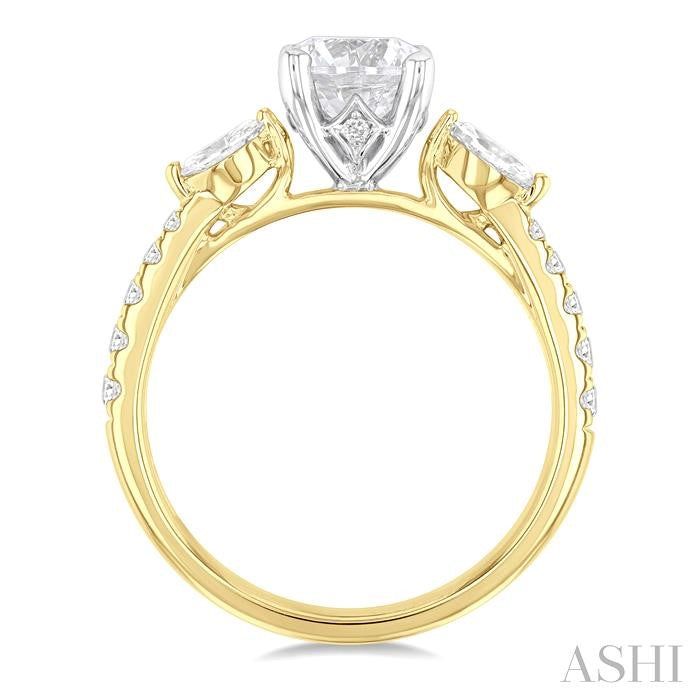ASHI Round Shape Semi-Mount Diamond Engagement Ring 206M4PPFGYW-SM