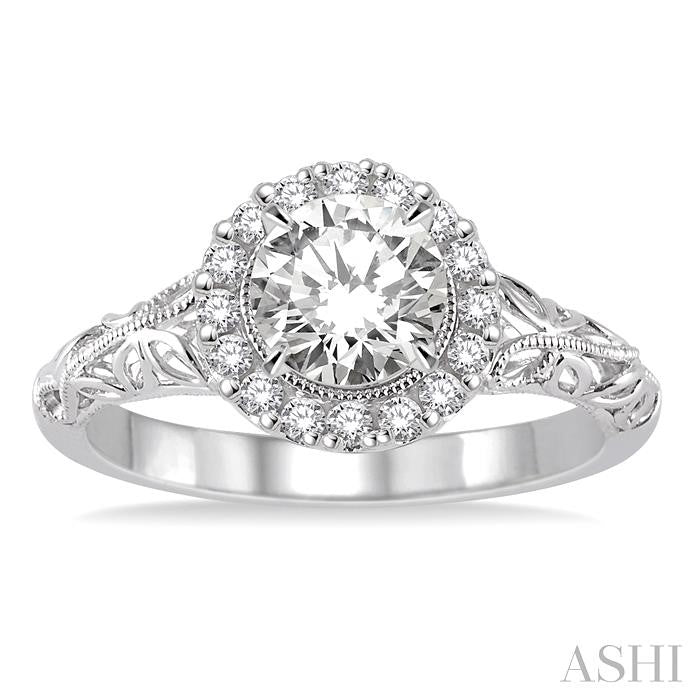 ASHI Round Shape Halo Diamond Engagement Ring 20713PPFHWG-LE