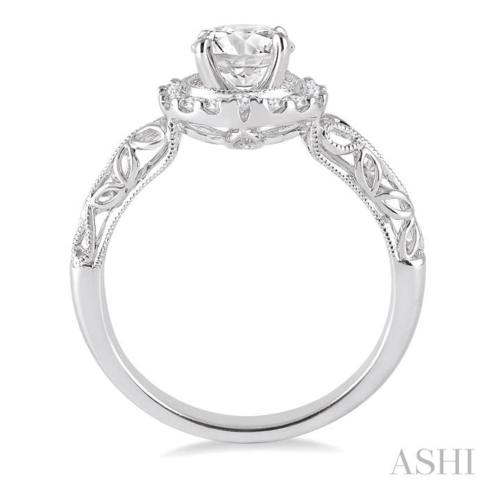 ASHI Round Shape Halo Diamond Engagement Ring 20713PPFHWG-LE