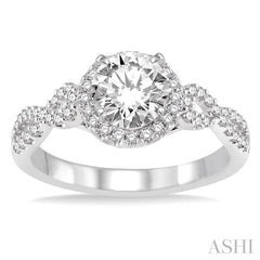 ASHI Round Shape Semi-Mount Halo Diamond Engagement Ring 207C5PPFHWG-SM