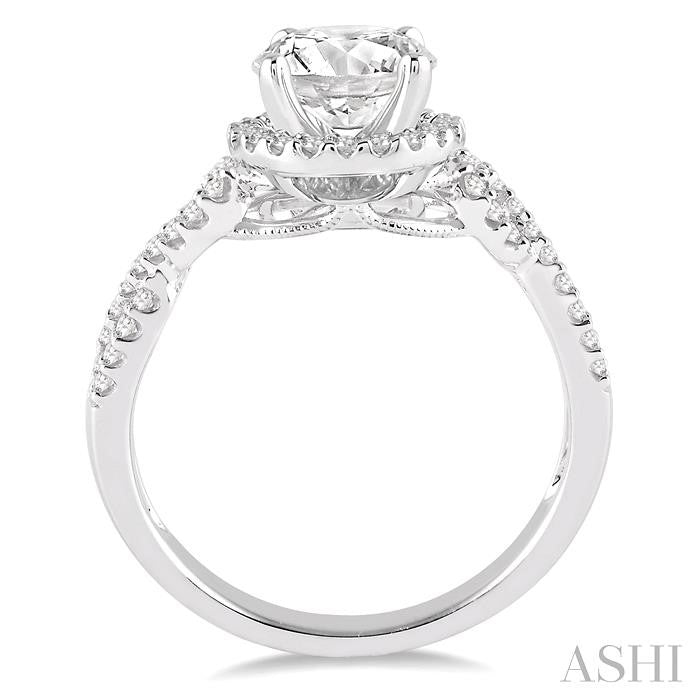 ASHI Round Shape Semi-Mount Halo Diamond Engagement Ring 207C5PPFHWG-SM
