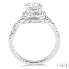 ASHI Round Shape Semi-Mount Halo Diamond Engagement Ring 207C5PPFHWG-SM