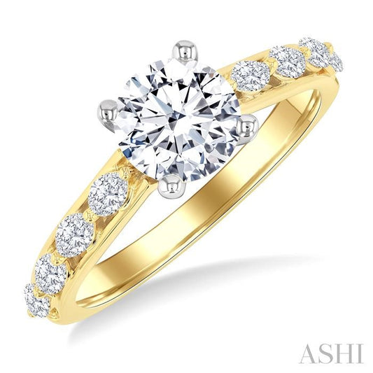 ASHI Round Shape Semi-Mount Diamond Engagement Ring 207M3PPFGYW-SM