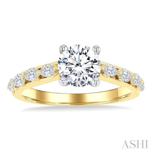 ASHI Round Shape Semi-Mount Diamond Engagement Ring 207M3PPFGYW-SM