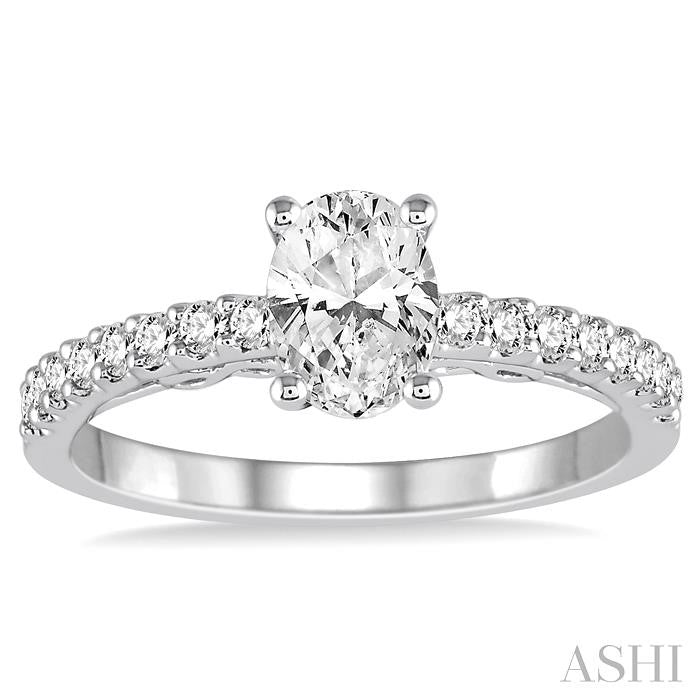 ASHI Oval Shape Semi-Mount Diamond Engagement Ring 208D6PPFVWG-SM