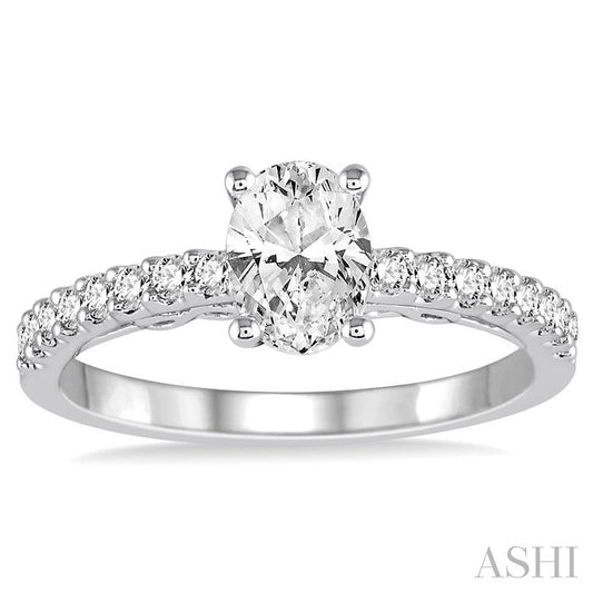 ASHI Oval Shape Semi-Mount Diamond Engagement Ring 208D6PPFVWG-SM