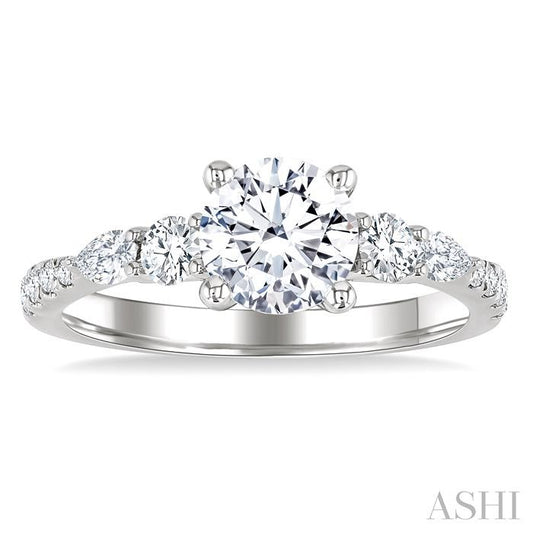 ASHI Round Shape Semi-Mount Diamond Engagement Ring 208M3PPFGWG-SM